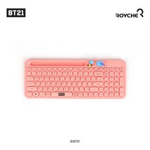 BT21 무선 키보드 캐릭터 노트북 치미 타타 쿠키 알제이 코야 슈키 망 귀여운 굿즈 디자인 편집 사무용 업무용 타자기 동그란 조약돌 리틀버디, BT21블루투스무선키보드 망