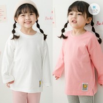 꾸미 옆트임 패치 롱티 유아동용/아동티셔츠 어린이티