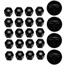 KENPENRI 테슬라 3 Y S 및 X와 호환되는 공기 역학적 휠 캡 키트 - 센터 세트 4개 러그 너트 커버 블랙 & 레드