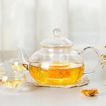 허브 잎 꽃 차 티 내열 유리 포트 차우리는 녹차우리기 내열유리 유리티포트 주전자, 상세페이지참조