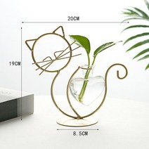 1+1 골드프레임 수경식물 비커 화분 유리 럭셔리 꽃병 장식품 인테리어, 15. 앉아있는 황금 새끼 고양이 수경법
