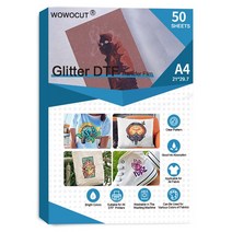 전사지 WOWOCUT-DTF 전사 필름 50 매 A4 DTF 승화 용 양면 무광택 용지 DYI 직접 인쇄 티셔츠, [07] Gitter-50 PCS-A4