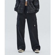 MLB 여성 베이직 미디움로고 코튼 와이드 카고 팬츠 (Black)