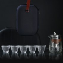 유리 휴대용 여행용 캠핑 다도 다기 세트 가방, 글래스 웨이브 트래블 티 세트