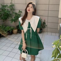 여성의 프랑스풍 원피스 정장 드레스 여성 여름 복고풍 버클 디자인 스커트