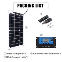태양광패널 가정용 차량용 휴대용 정원 태양광 판넬 100W 태양 전지 패널 키트 12V 10-60A 컨트롤러 포함, 01 Set-30A