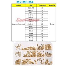 사출기 황동 핫멜트 인서트 너트 가열 몰딩 구리 나사 SL 형 더블 능직 널링 사출 90-500Pcs, [07] M2 M3 M4 (330Pcs)
