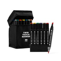 현대 터치 트윈 마카 디자인 마카펜 천케이스 펜홀더 세트, 30색