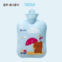 Ciliver 텐홍 겨울 PVC 충전 온수팩 캐릭터 주수온수팩 고온방폭 도매대발, 1개, 애니멀랜드-블루-1200ml