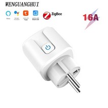SIXWGH-지그비 소켓 EU 플러그 어댑터 투야 스마트 홈 무선 원격 제어 스마트 소켓 전원 콘센트 구글 홈 알렉사 지원, Zigbee socket 1pc_90-240V | 웜