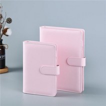 마카롱 컬러 A5 A6 6 링 바인더 PU 클립 온 노트북 가죽 루즈핏 잎 커버 저널 귀여운 문구, pink