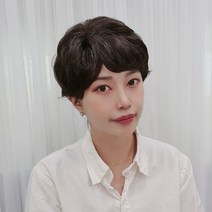 엄마 항암가발 아줌마가발 인조 고열사 숏컷 파마 mo4216 모위드가발, 자연갈색