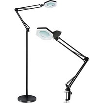 Psiven 클램프가 있는 확대 플로어 램프 조명 및 스탠드가 있는 조도 조절 가능한 LED 돋보기 3가지 조명 모드 조절 가능한 스윙 암 조명 돋보기 작업대 조명 근접