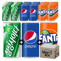 190mlx30캔 혼합구성 칠성사이다 코카콜라제로 환타오렌지 스프라이트, 03){칠성10+펩시10+환타오렌지10}