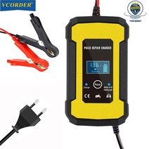 자동차 오토바이 배터리 충전기 12V 6a 펄스 수리 LCD 디스플레이 스마트 고속 AGM 딥 사이클 젤 리드, 01 EU Plug, 01 12V 6A EU Plug