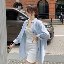 빈티지데님셔츠 봄 여름 BM 코트 여성 핏아우터 클래식 홍콩무드 디자인감각 긴 소매 상의 2720977411, 1068# 데님셔츠