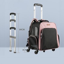 해외발송 (애완동물 이동장)애완 동물 용 고양이 가방 휴대용 대형 외출 트롤리 카트 통기성 고양이 쓰레기 대용량 2 개-11648, 05. 라이트 핑크 (타이로드 포함