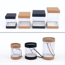 힘찬쇼핑_투명 사각 단상자 원통 케이스 PVC 선물박스 원형 속보이는 케이스 쿠키박스 디퓨저 캔들 수제청, 블랙