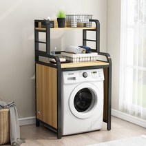 다용도세탁장 세탁기 선반 철제, 화이트 프레임 + 블랙 2단