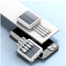 캠핑용 태양열 보조배터리 20000mAh 손전등 5대 동시 충전, 화이트
