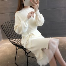 위위브렌 여성용 캐주얼 긴팔 니트원피스