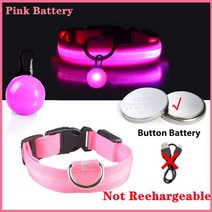 강아지 리드줄 목줄 충전 목걸이 펜던트 분리형 밝은 고양이 밤, 70.Pink Button Battery - L Nec