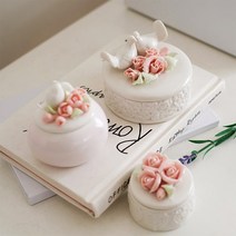 도자기 악세사리 보관함 3size 소품 주얼리 미니 보석함 장식용 오브제 선물용, 원앙