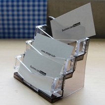 세련된 탁상용 명함 꽂이 케이스 3단 대리운전 명함함 거치대 통 꽃이 카페 쿠폰 주차권 박스 홀더 투명 매장 사무용품, 색상, 파랑