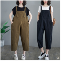 미셀즈픽 여성 면 멜빵바지 점프슈트 오버핏