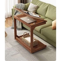 이동식 사이드테이블 원목 플랩 소파 베드 책상 거실, 19) 호두나무 40x40x65