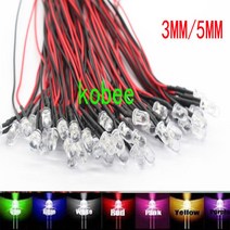 해외직구 20 개/몫 20 cm 사전 유선 3mm 5mm LED 전구 램프 미리 발광 다이오드 DIY 홈 장식 DC12V, 온난한 백색
