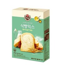 CJ더마켓 홈 베이킹 제과 제빵 빵 만들기 카페 디저트 아이 간식 식빵믹스 초코 핫 케익 와플 브라우니 쿠키 머핀 깨찰빵 식빵 760G, 4개