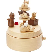 산리오 (SANRIO) 나무 오르골 고양이 H 9101 베이지 표준 577693, 기본