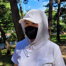 지원군몰 국산 간편한 후드형 UV차단 얼굴 햇빛가리개 스카프형 모자 페이스커버, 흰색