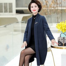 유에스 중년의류 중년여성 어머니 가을 새로운 중년 재킷 중년 여성 가을과 겨울 여성의 윈드 브레이커 봄과 가을 중간 길이
