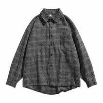 DFMEI 남성 숄카라 체크 모직 재킷 빅사이즈 루즈핏 쇼트 셔츠