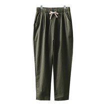 고품격 린넨 밴딩 바지 여성 빅사이즈 끈 베이직 데일리 28-34size