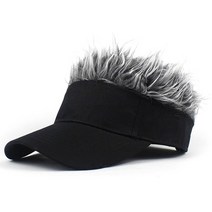 골프모자등산모자Golf Baseball Cap with Fake Hair Sun Visor Fun Toupee Hats Mens Womens Spiked Wig, 04 GY