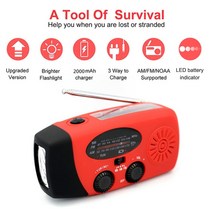다기능 손 라디오 태양 크랭크 발전기 전원 AM/FM/WB/NOAA 날씨 사용 비상 LED 손전등 및 보조베터리, 04 Red