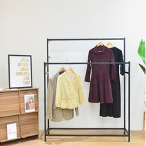 DIY스토리 트윈 2단행거 철제 조립식 2단행거, 블랙