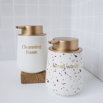 홈스토킹 호텔 욕실 도자기 세라믹 거품용기 욕실 디스펜서, 블랙 골드 400ml, CLEANSING FOAM