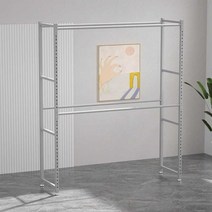 세탁소 행거랙 옷걸이 의상실 철제 의류창고 업소용, 화이트 그레이  200x60x200(3단)