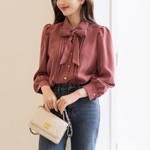 스타일온미 슈바인 핀턱라인 퍼프 리본SET 블라우스
