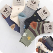 5p 아동 별라인 배색 중목 양말 11-12세 유아 어린이 스타 키즈 컬러 남아 여아 아이 아기 초등 학생 사계절 귀여운 중간 길이 남자 여자 삭스 패션 잡화 랜덤 논슬립 줄 무늬
