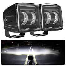 FOREVERED 7.6cm(3인치) 40W LED 작업 조명 오프로드 오토바이 SUV 트럭 ATV UTV 4X4 4WD 플러드 빔 안개등 운전 램프 12V 24V 55654959, 2 x 3inch