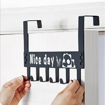 무타공 팬더 모양 도어후크 문옷걸이 문에거는 고리 6구, 팬더도어후크 화이트