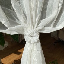 진주 코사지 커튼집게 2종 커텐 끈 타이백, 화이트, 선택:화이트