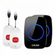 CACAZI 스마트 홈 무선 호출기 초인종 노인 환자 응급 경보 80m 원격 호출 벨 SOS 버튼 미국 EU 영국 플러그 수신기, [11] 2 sos 2 receiver, [02] EU