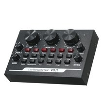 사운드카드 V8-II 오디오 USB 외장 사운드 카드 헤드셋 마이크 웹캐스트 엔터테인먼트 스트리머 라이브 방, 검은색, 01 Black