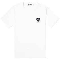 [꼼데가르송] 23SS 블랙 하트 와펜 티셔츠 화이트 AZ-T064-051-2